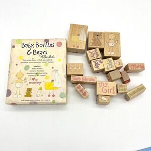 The Paper Studio‎ Baby Bottles & Bears Rubber Stamps Scrapbooking Craft Project